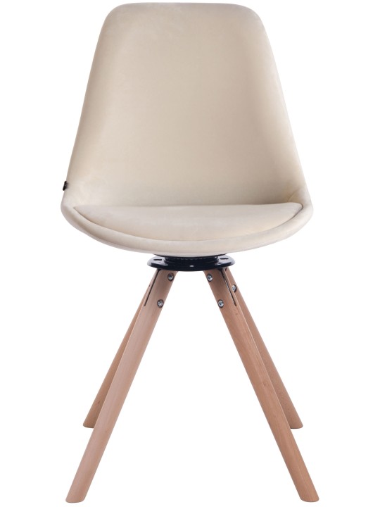 Eetkamerstoel Troyes fluweel rond naturel, crème