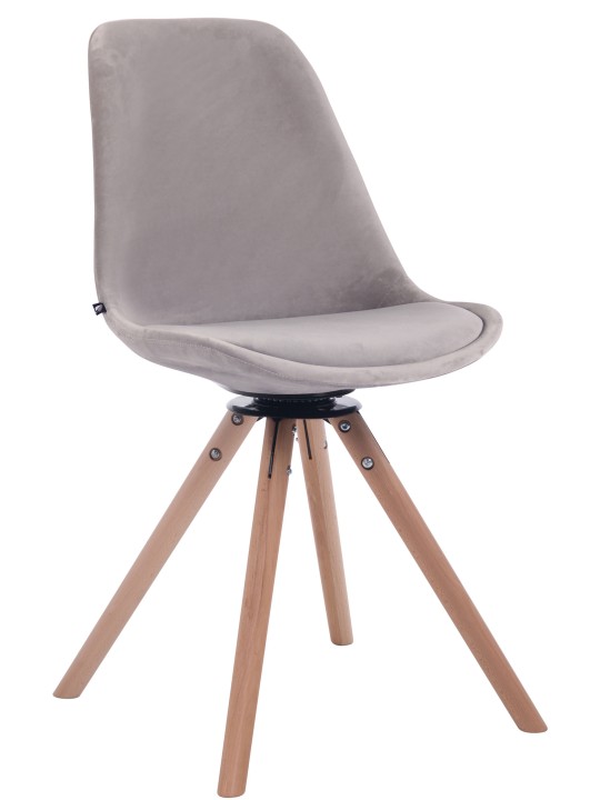Eetkamerstoel Troyes fluweel rond naturel, grijs