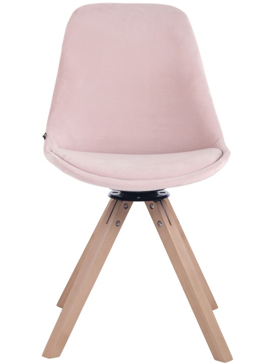 Troyes fluwelen vierkante eetkamerstoel naturel, roze Troyes fluwelen vierkante eetkamerstoel naturel, roze