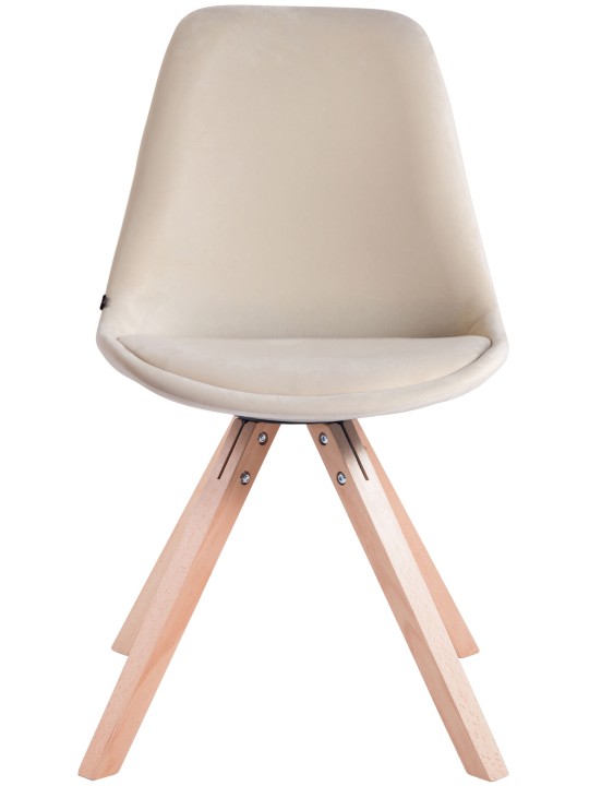 Bezoekersstoel Toulouse fluweel vierkant naturel, crème