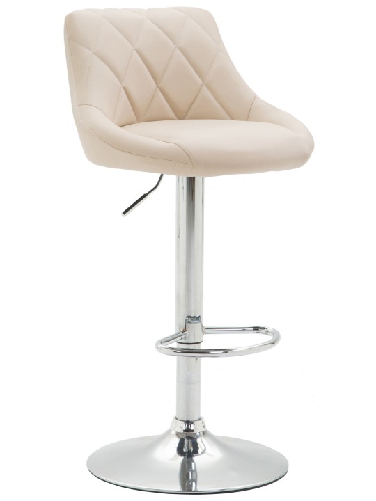 Barkruk Lazio kunstleer chroom, crème