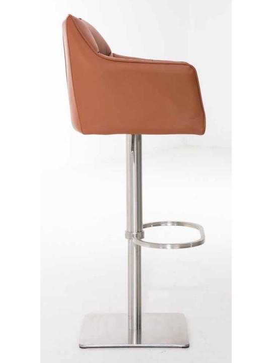 Set van 2 barkrukken Damaso kunstleer roestvrij staal, lichtbruin