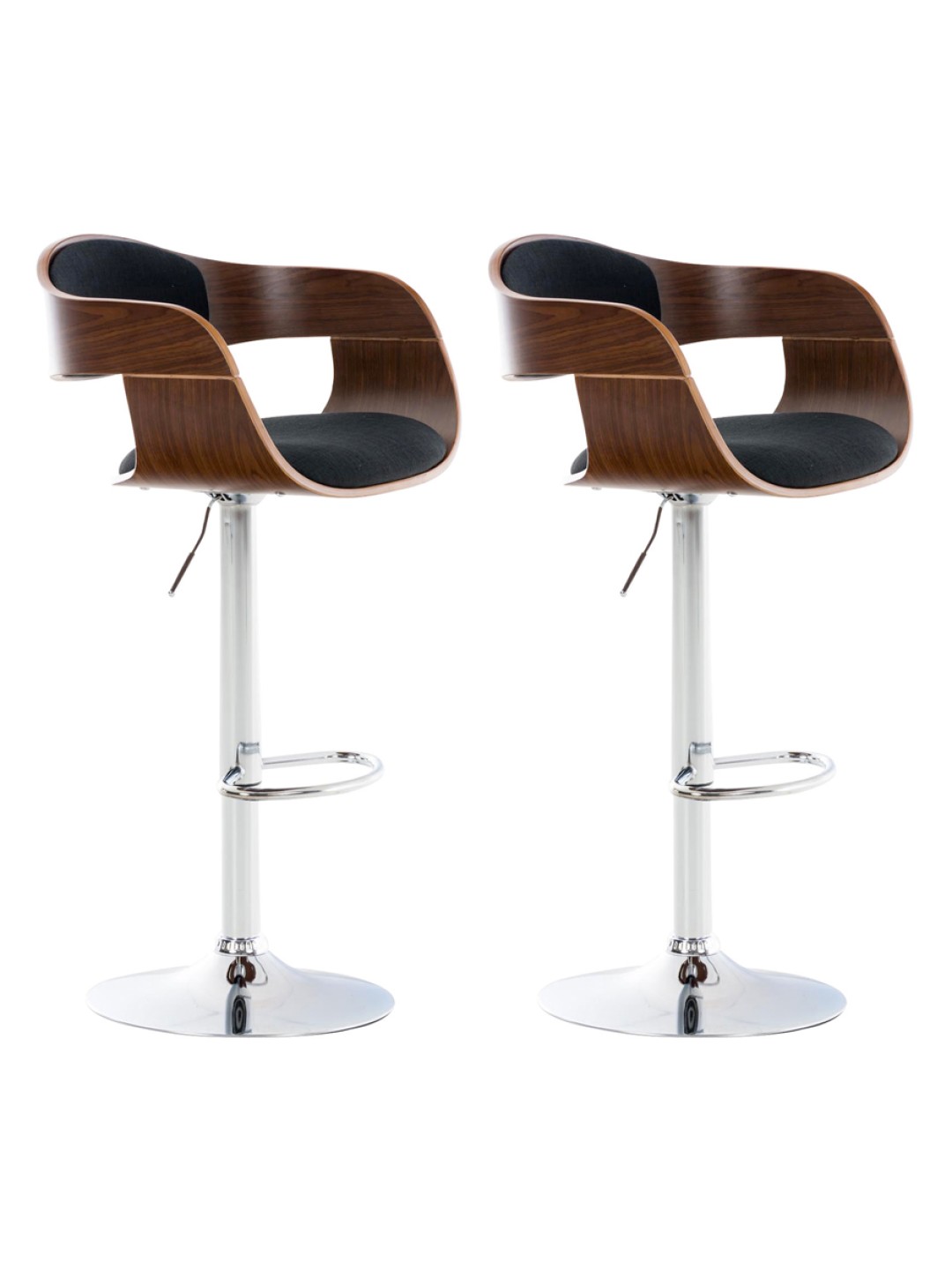 Set van 2 barkrukken Kingston C stof, walnoot/zwart