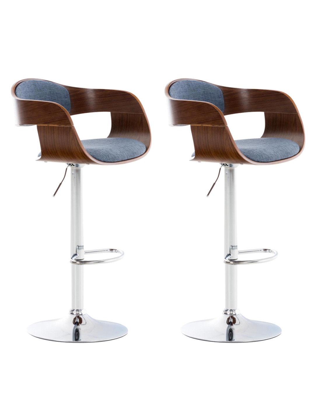 Set van 2 barkrukken Kingston C stof, walnoot/blauw