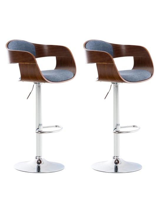 Set van 2 barkrukken Kingston C stof, walnoot/blauw