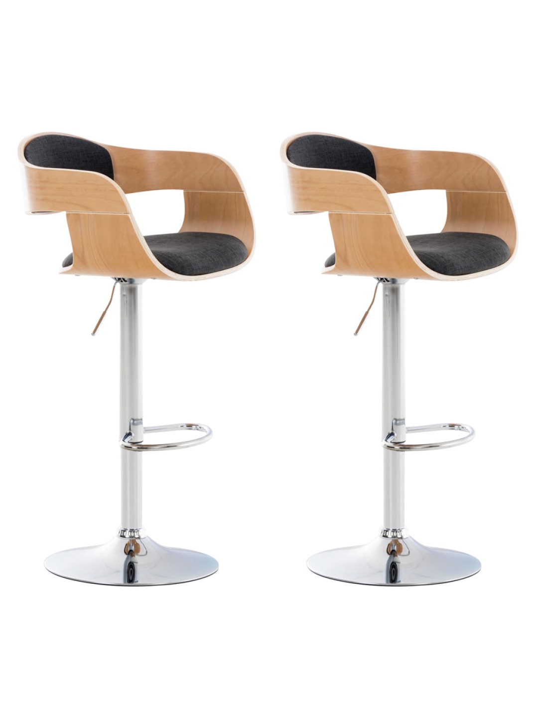 Set van 2 barkrukken Kingston C stof, naturel/donkergrijs