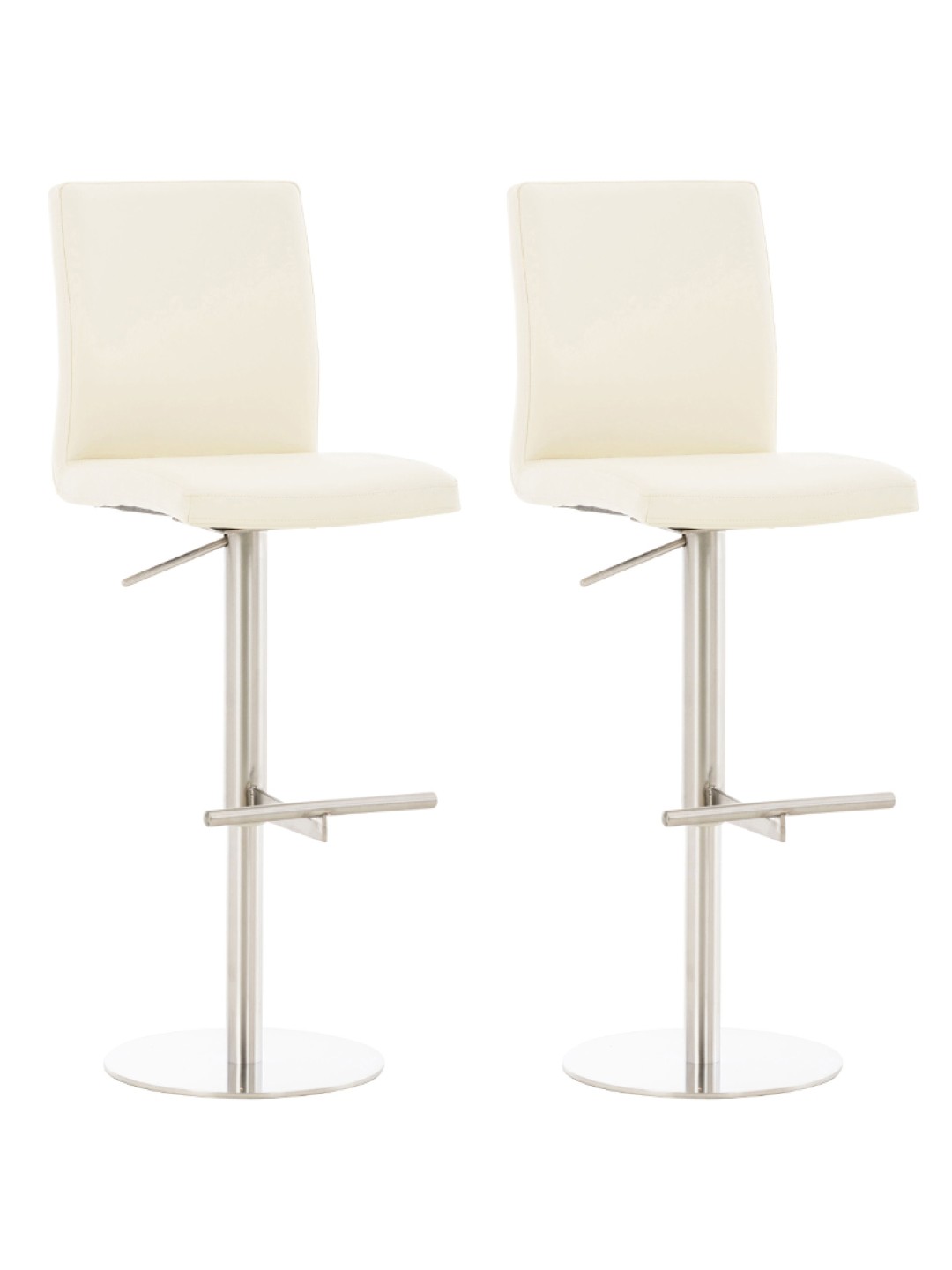 Set van 2 barkrukken Cadiz kunstleer roestvrij staal, crème