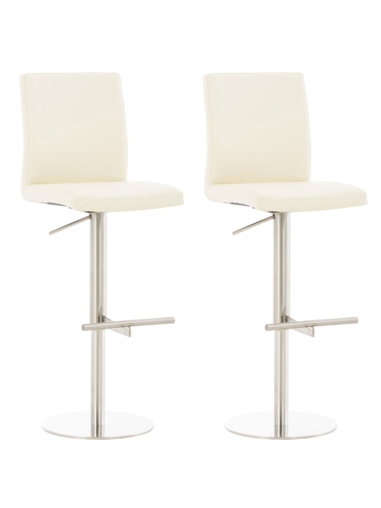 Set van 2 barkrukken Cadiz kunstleer roestvrij staal, crème