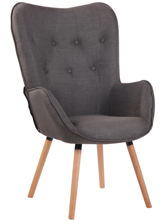 Ligstoel Ashford stof naturel, donkergrijs