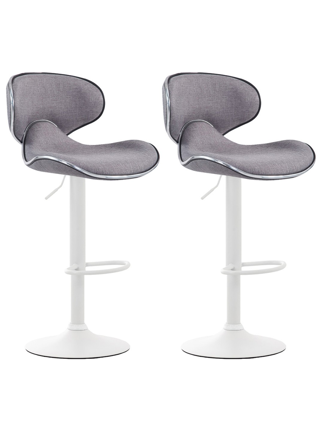 Set van 2 barkrukken Las Vegas V2 stof, lichtgrijs