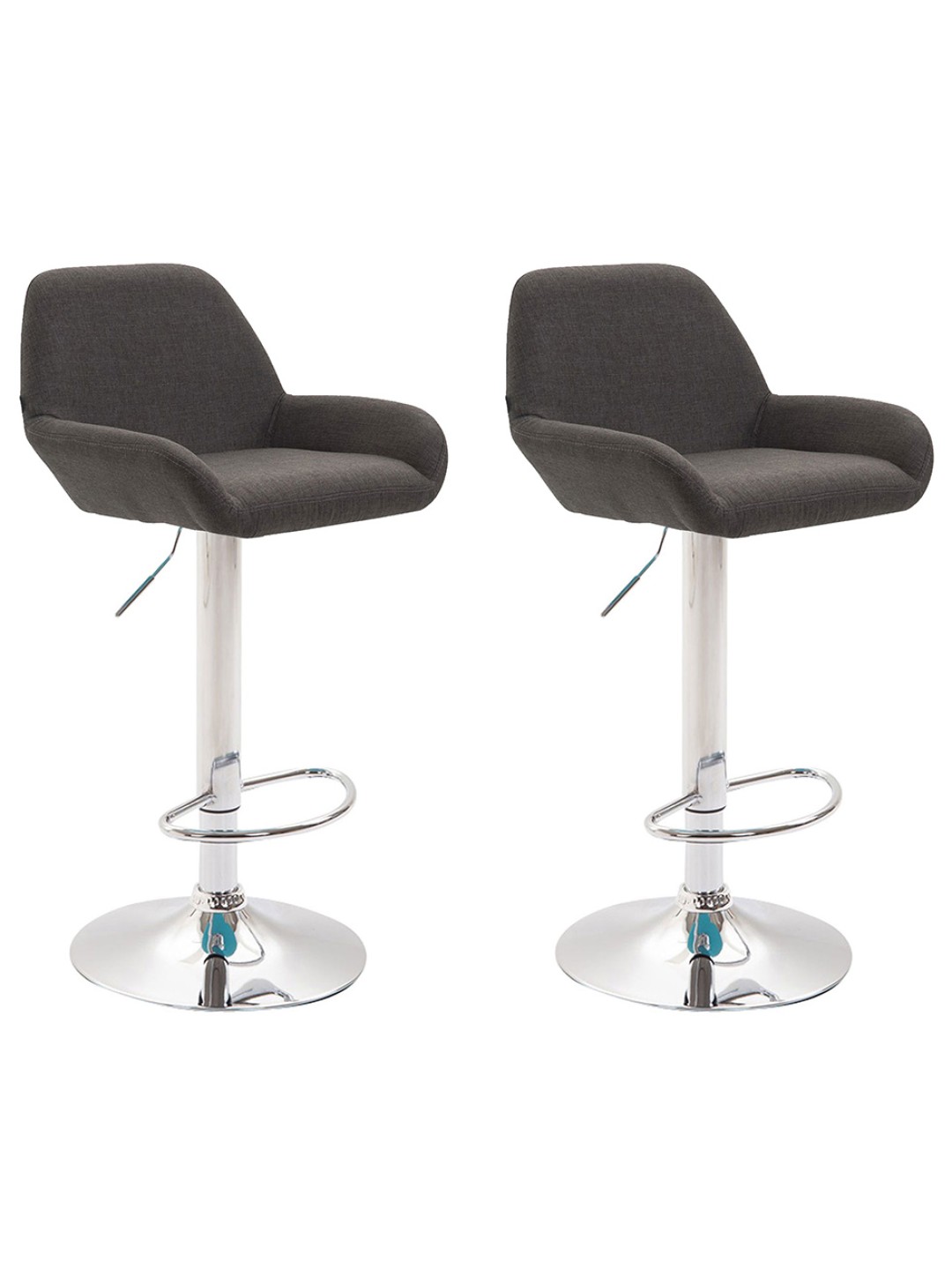 Set van 2 barkrukken Braga stof chroom, donkergrijs