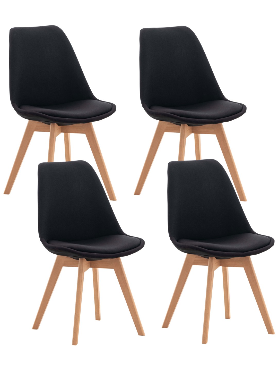 Set van 4 stoelen Linares stof, zwart