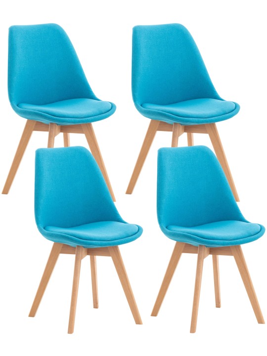 Set van 4 stoelen Linares stof, turquoise
