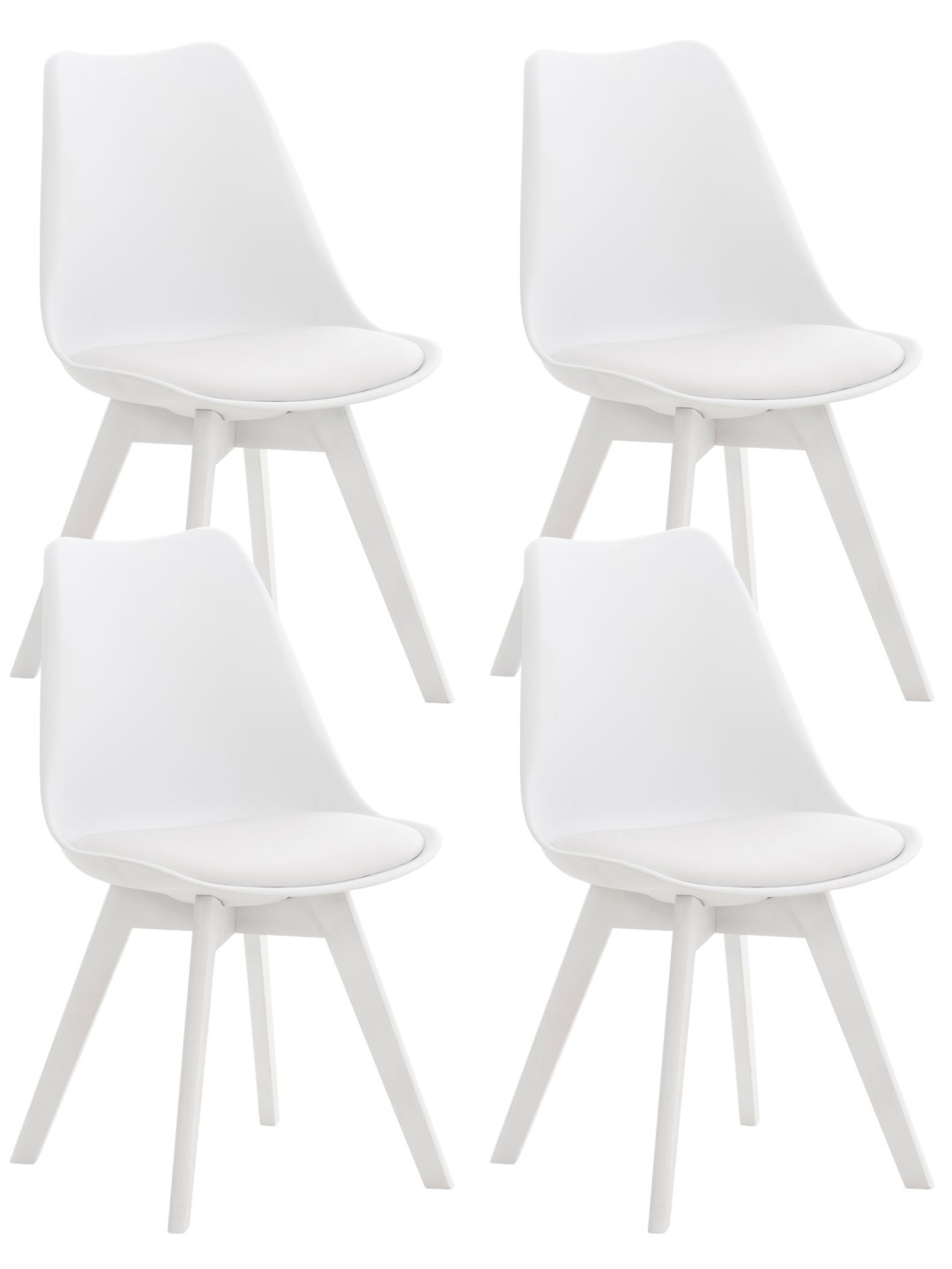 Set van 4 stoelen Linares kunststof, wit/wit