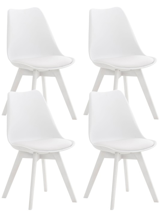 Set van 4 stoelen Linares kunststof, wit/wit