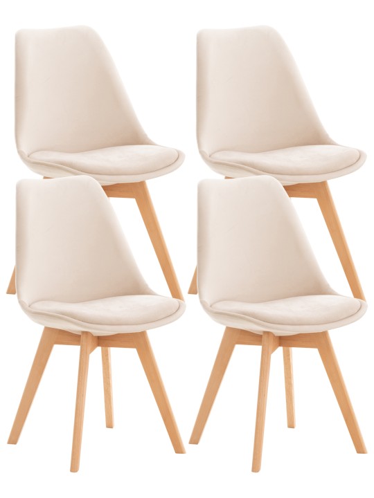 Set van 4 stoelen Linares fluweel, beige
