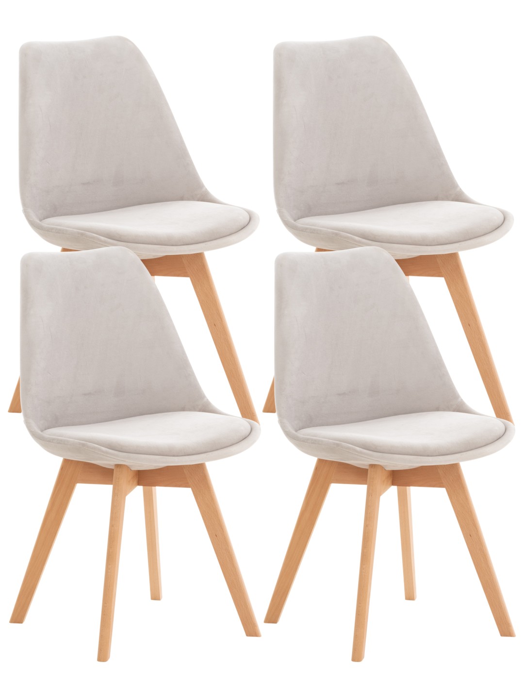 Set van 4 stoelen Linares fluweel, lichtgrijs