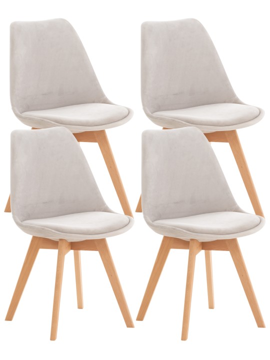Set van 4 stoelen Linares fluweel, lichtgrijs