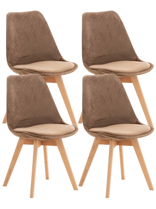 Set van 4 stoelen Linares fluweel, bruin