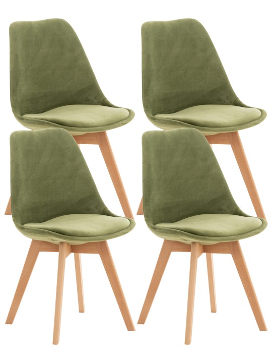 Set van 4 stoelen Linares fluweel, lichtgroen