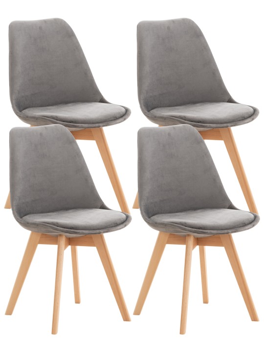 Set van 4 stoelen Linares fluweel, grijs