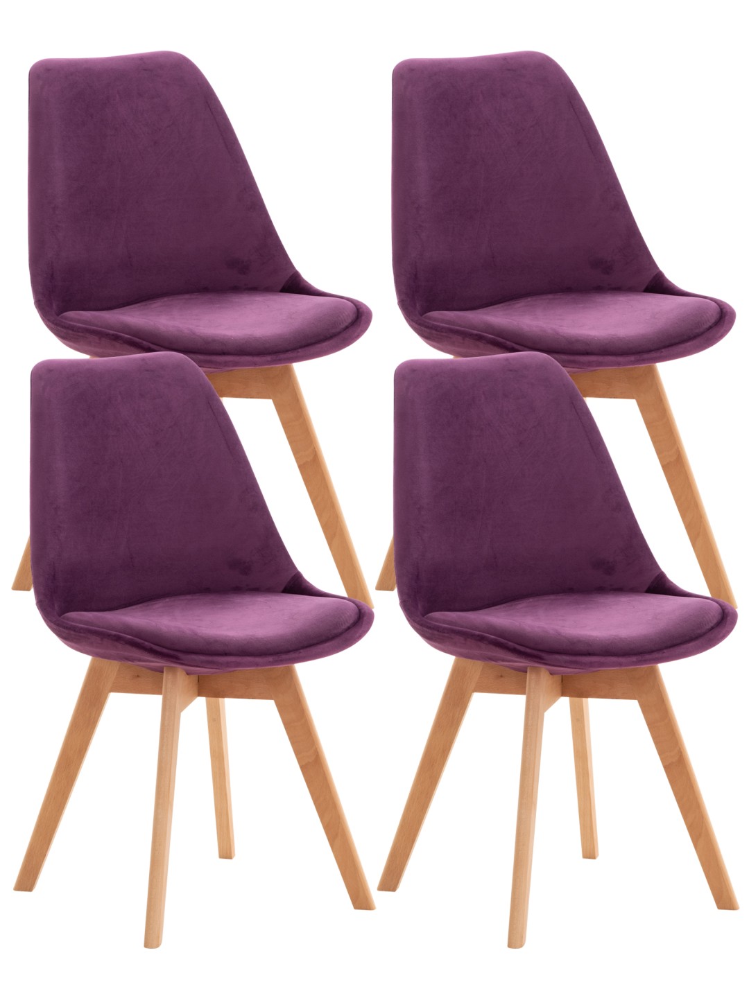 Set van 4 stoelen Linares fluweel, lila