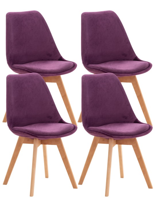 Set van 4 stoelen Linares fluweel, lila