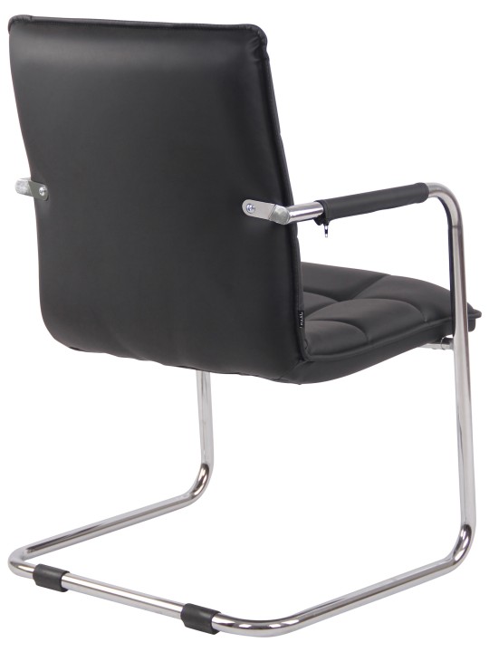 Bezoekersstoel Gandia kunstleer chroom, zwart