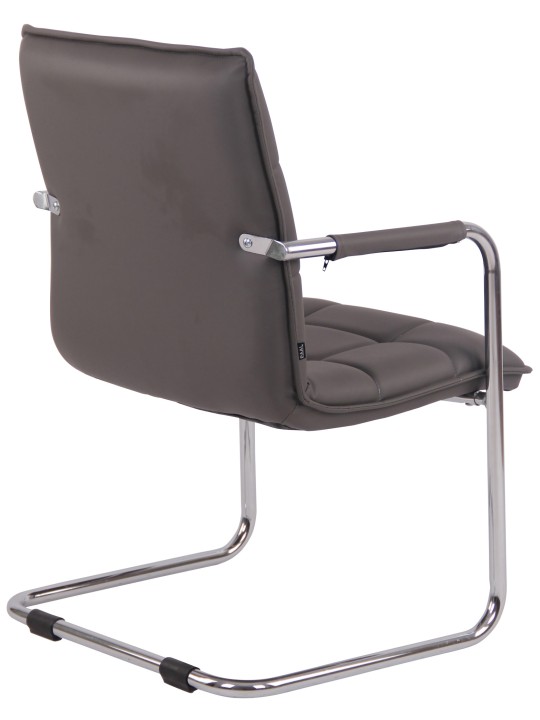 Bezoekersstoel Gandia kunstleer chroom, grijs