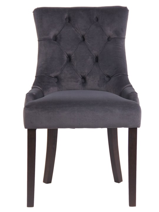 Set van 4 eetkamerstoelen Aberdeen fluweel antiek, donkergrijs