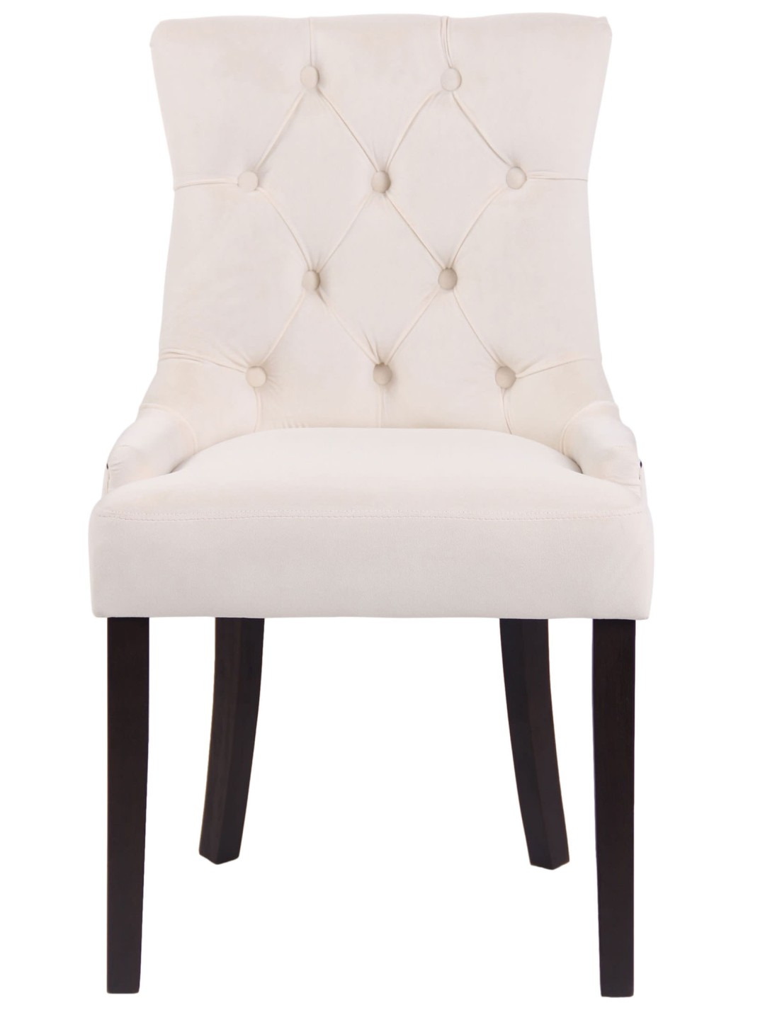 Set van 4 eetkamerstoelen Aberdeen fluweel antiek, crème