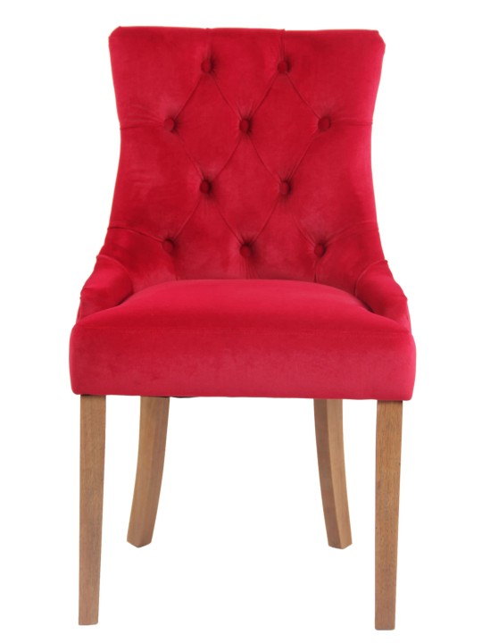 Set van 4 eetkamerstoelen Aberdeen fluweel antiek-licht, rood