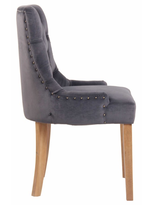 Set van 4 eetkamerstoelen Aberdeen fluweel antiek-licht, donkergrijs Set van 4 eetkamerstoelen Aberdeen fluweel antiek-licht, donkergrijs