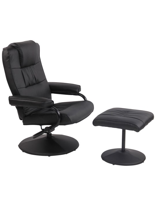 Ennis fauteuil met voetenbank, zwart