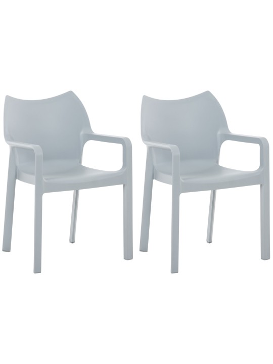 SET van 2 stapelstoelen DIVA, lichtgrijs