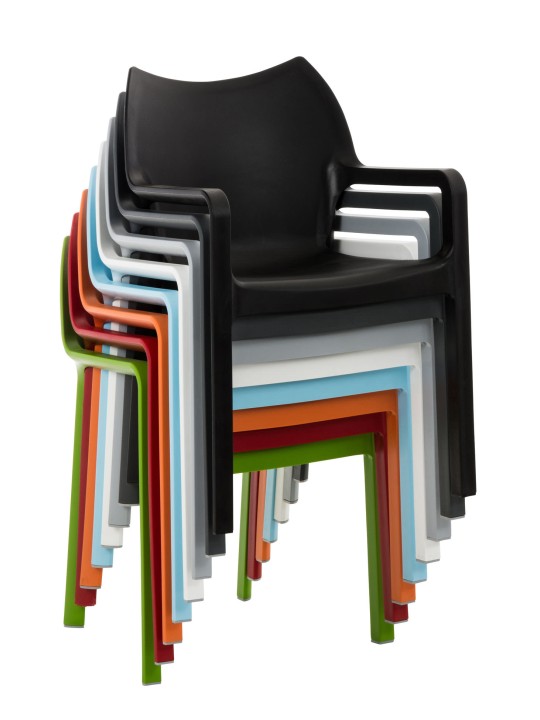 SET van 2 stapelstoelen DIVA, lichtgrijs