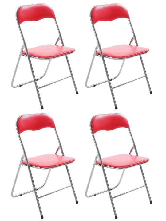 Set van 4 klapstoelen Felix, rood/zilver Set van 4 klapstoelen Felix, rood/zilver
