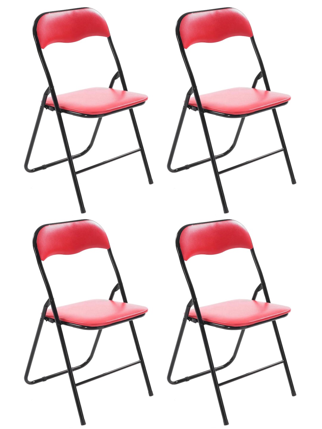 Set van 4 klapstoelen Felix, rood/zwart