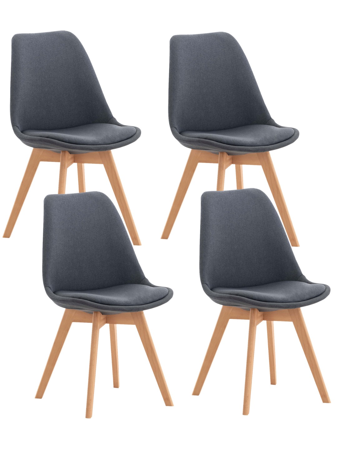 Set van 4 stoelen Linares stof, donkergrijs