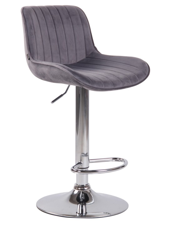 Barkruk Lentini fluweel chroom, donkergrijs