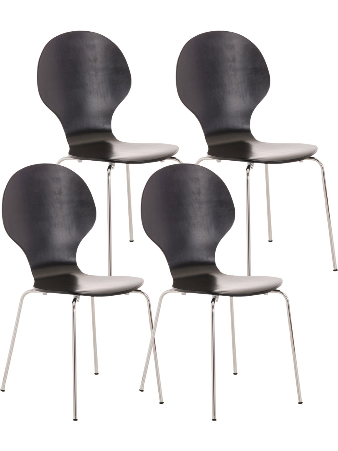 Set van 4 bezoekersstoelen Diego, zwart