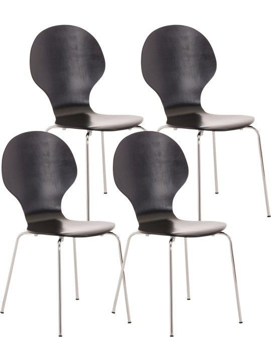 Set van 4 bezoekersstoelen Diego, zwart