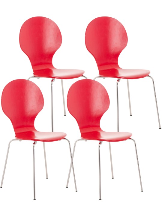 Set van 4 bezoekersstoelen Diego, rood