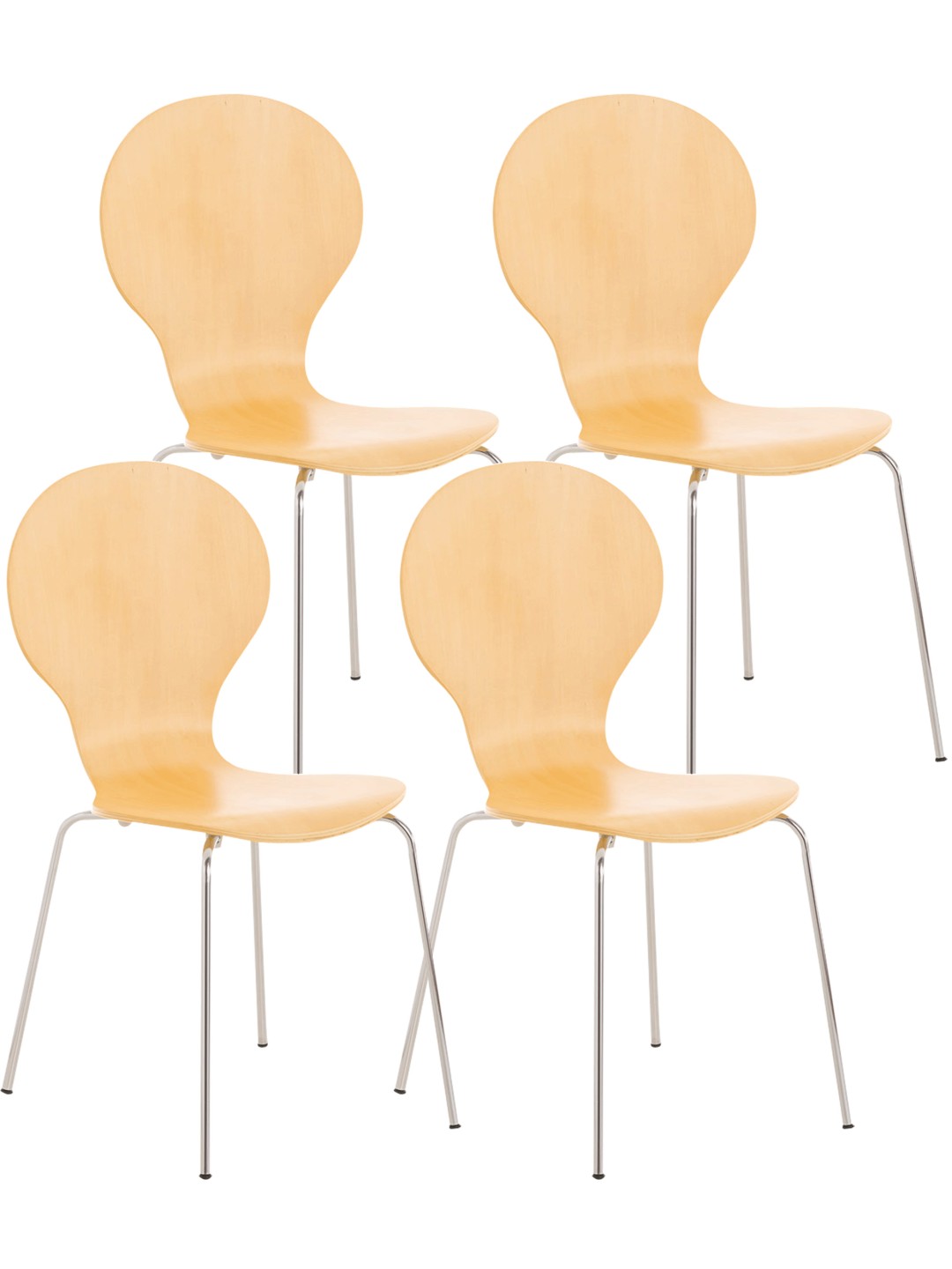 Set van 4 bezoekersstoelen Diego, naturel