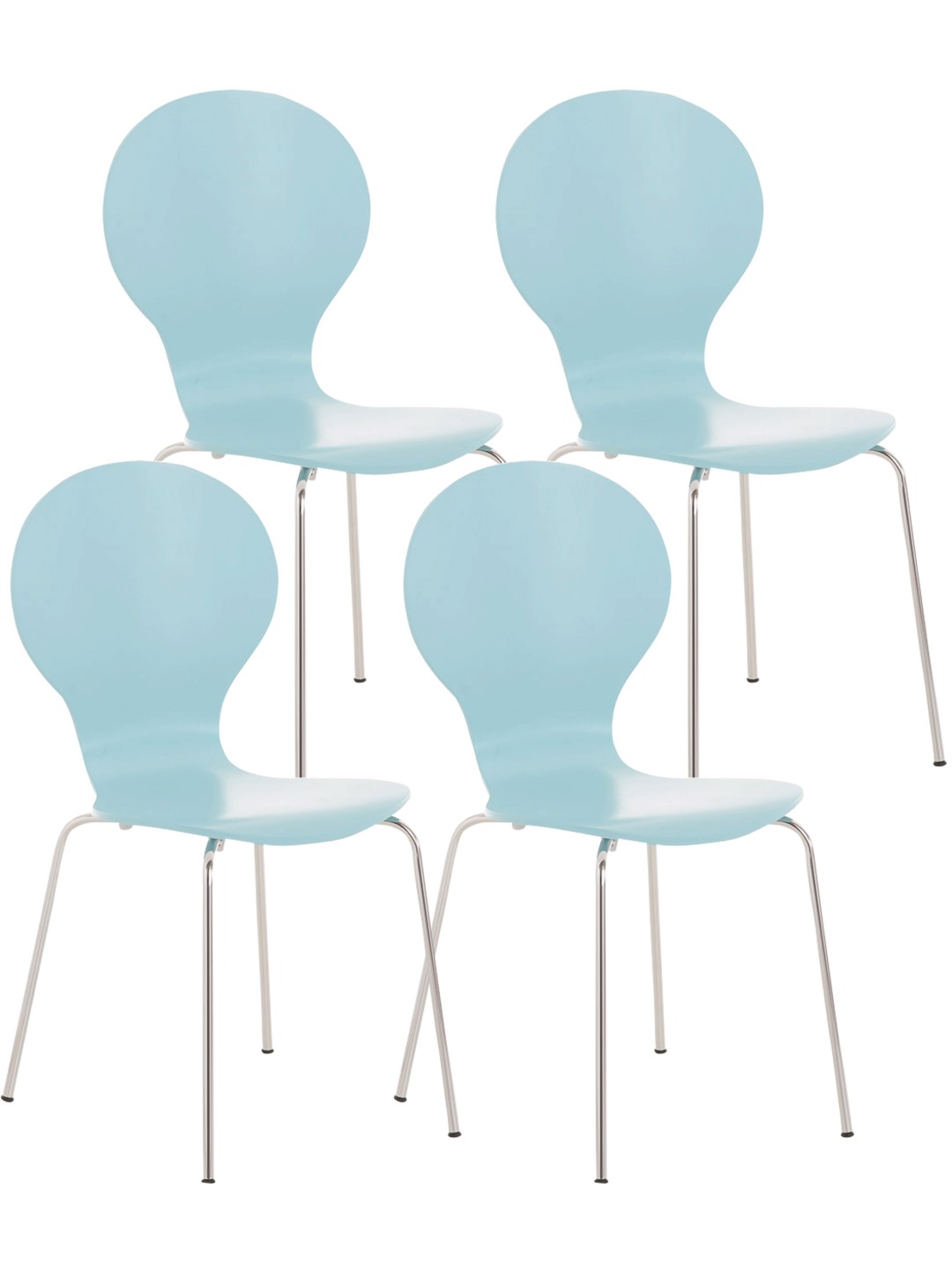 Set van 4 bezoekersstoelen Diego, lichtblauw