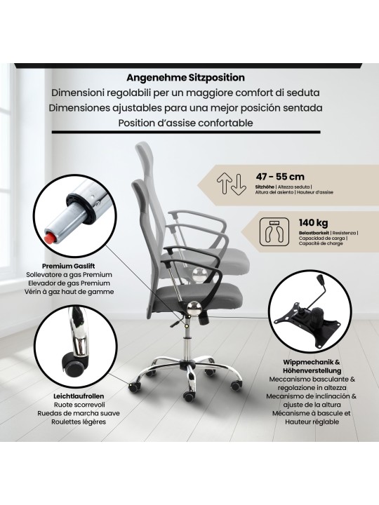 Bureaustoel Washington, grijs