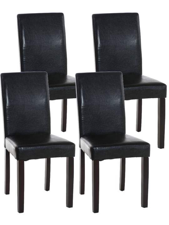 Set van 4 eetkamerstoelen Ina donkerbruin, zwart
