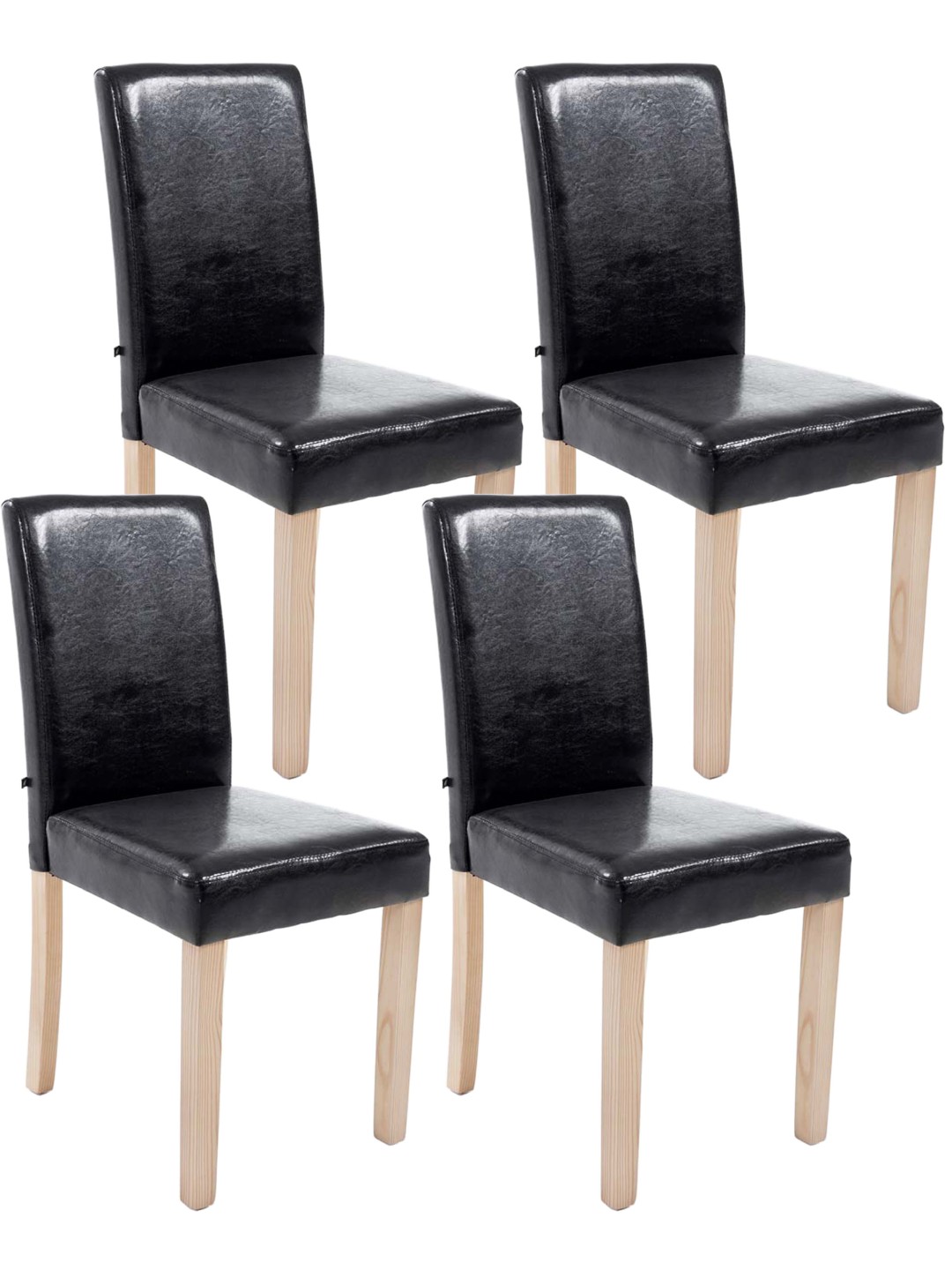Set van 4 eetkamerstoelen Ina natura, zwart