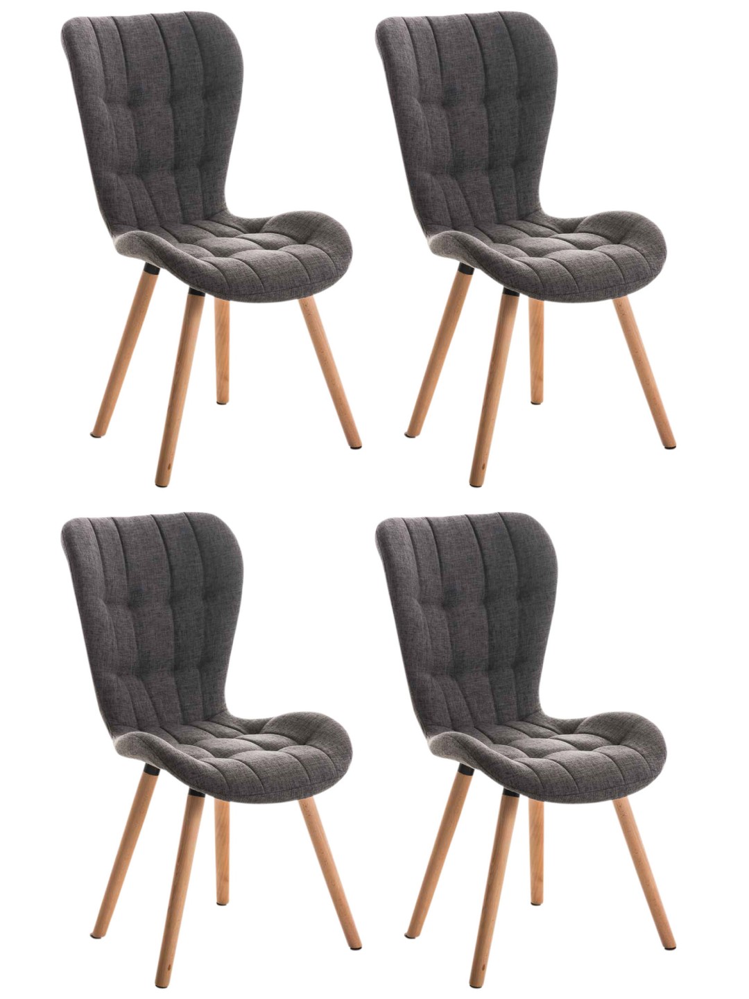 Set van 4 stoelen Elda stof naturel, lichtgrijs
