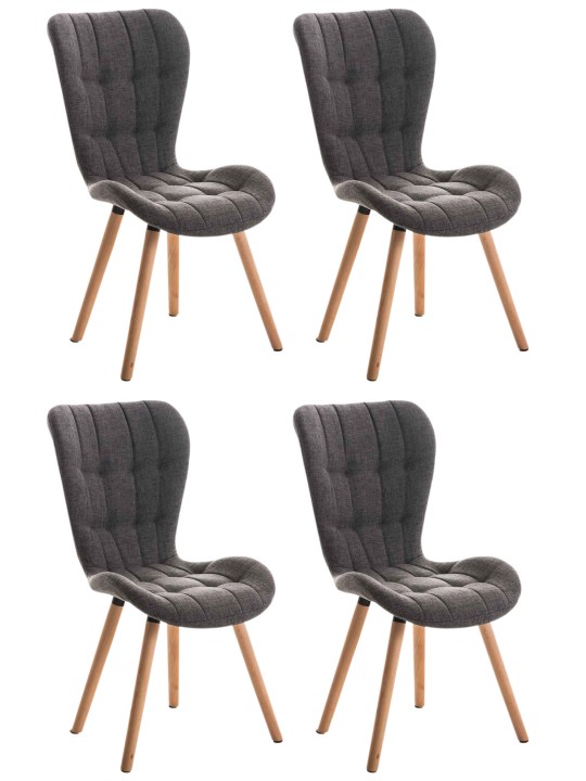 Set van 4 stoelen Elda stof naturel, lichtgrijs